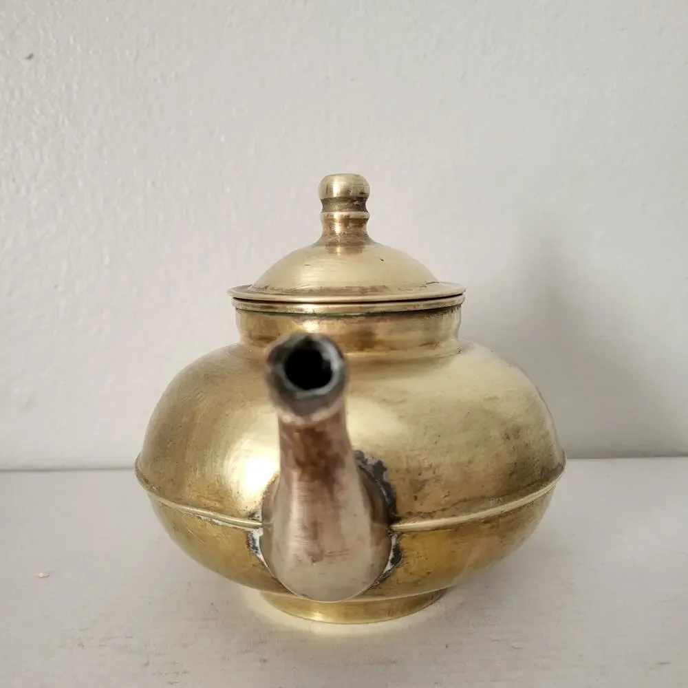 Vintage Copper & Aluminum Teapot 8 inch boho grannycore cottage core Decore